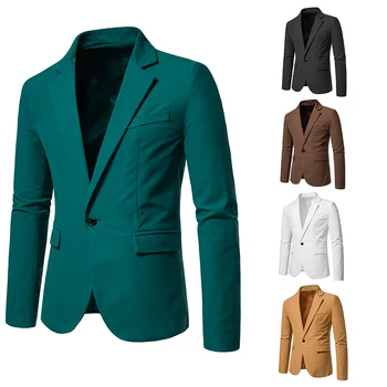 Новая модная мужская замшевая куртка для отдыха с ворсом, приталенный пиджак, высококачественные повседневные мужские блейзеры, куртка, пальто, мужской блейзер на одной пуговице, B08