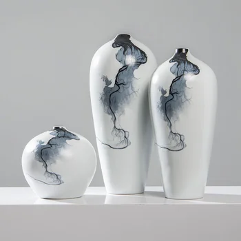 Новое китайское креативное высокотемпературное керамическое украшение для вазы, гостиная, Дзен, мягкий фарфор