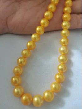 НОВОЕ подлинное ожерелье из искусственного жемчуга Akoya 9-10 мм с золотой застежкой 14 карат