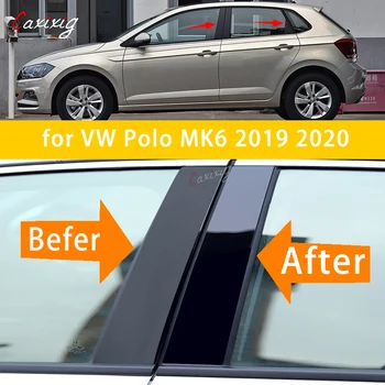 Новые Горячие 8ШТ Полированные Стойки Стойки Подходят Для Оконной Отделки BC Наклейка На Колонну Для VW Polo MK6 2019 2020