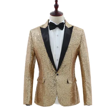 Новый бренд, Мужские Модные Блейзеры с золотыми и серебряными пайетками, Дизайнерский костюм диджея-певца, приталенное пальто, Мужской блестящий костюм с пайетками, куртка