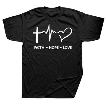 Новый летний стиль, христианская футболка Faith Hope Love, забавная футболка Christianity God, подарочная футболка, мужские повседневные футболки с коротким рукавом