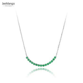 Ожерелья с подвесками JeeMango из нержавеющей стали, модное зеленое ожерелье с кубическим цирконием для женщин, бесплатная доставка JN22072