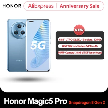 Оригинальный смартфон Honor Magic5 Pro 5G Snapdragon 8 Gen 2 66 Вт 5450 мАч MagicOS 7,1 Android 13 6,81 