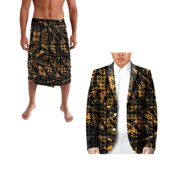 Повседневный костюм-двойка, Мужской костюм с лацканами, Свадебный Бальный костюм, подарок на День Отца, Полинезийский Ретро племенной Пользовательский Произвольный Узор