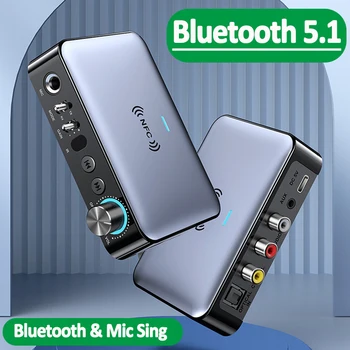 Приемник-передатчик Bluetooth 5,0 NFC стерео 3,5 мм разъем AUX Оптический коаксиальный беспроводной аудиоадаптер RCA + микрофон Sing для телевизора