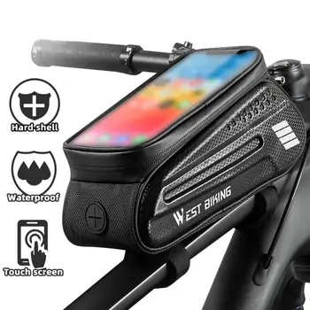 Прочная сумка для передней трубки с карбоновым рисунком Сумка для велосипедного телефона с сенсорным экраном Простая установка Практичная велосипедная сумка для велосипеда
