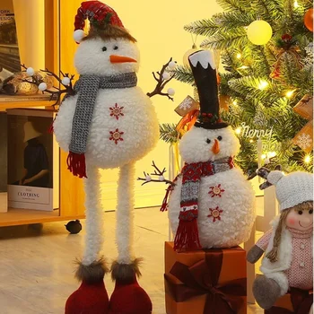 Рождественские украшения для больших кукол-снеговиков, Стоящая фигурка Санта-Клауса, Рождественское украшение дома, подарок для детей 2021 года