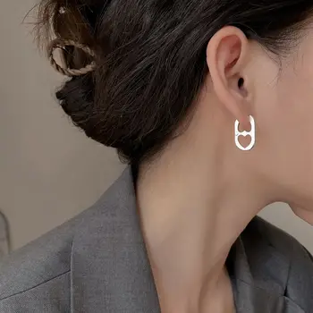 Серебряные полые серьги с двойным сердцем для женщин, дизайн в корейском стиле, пряжка для ушей, 2023, Корейские модные ювелирные аксессуары