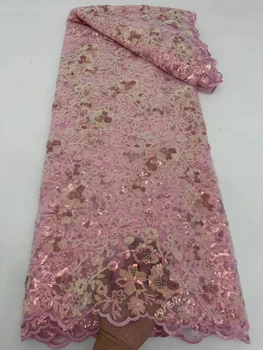 Тюлевая кружевная ткань, расшитая блестками, ткань для вечерних платьев cheongsam в африканской моде, 5 ярдов