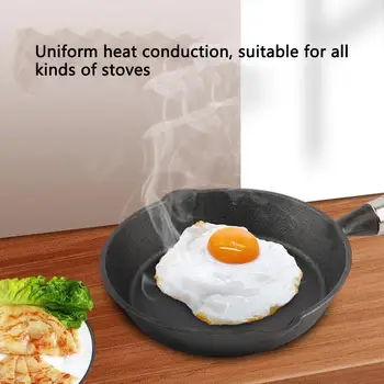 Утолщенная чугунная сковорода с плоским дном, Антипригарная сковорода для завтрака, жареное яйцо, стейк, Газовая плита, индукционная плита, Универсальная