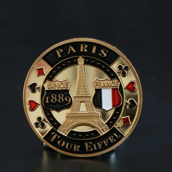 Франция 1889 Париж Золотая монета Покерная карта Счастливая Эйфелева Башня Памятные монеты Сувенирные Подарки
