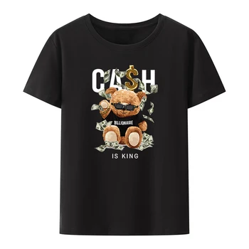 Хлопчатобумажные футболки Cash Is King Bear в стиле аниме, Женская одежда, Юмористическая пара, Roupas, Готическая уличная мода, Новинка, дышащий Винтаж