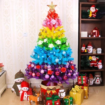 Цветная Рождественская елка, семейное украшение, Рождественская праздничная вечеринка, качество окружающей среды, Рождественская елка, Рождественский подарок