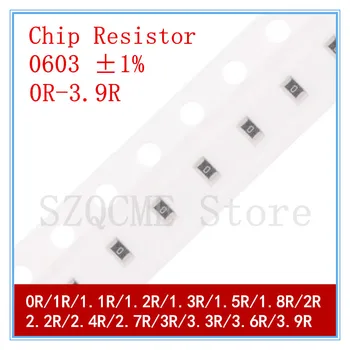100ШТ 0603 Чип-резистор 0R-3.9R 1% SMD 0.1Вт 1/10 Вт 0R 1R 1.1R 1.2R 1.3R 1.5R 1.6R 1.8R 2R 2.2R 2.4R 2.7R 3R 3.3R 3.6R 3.9R
